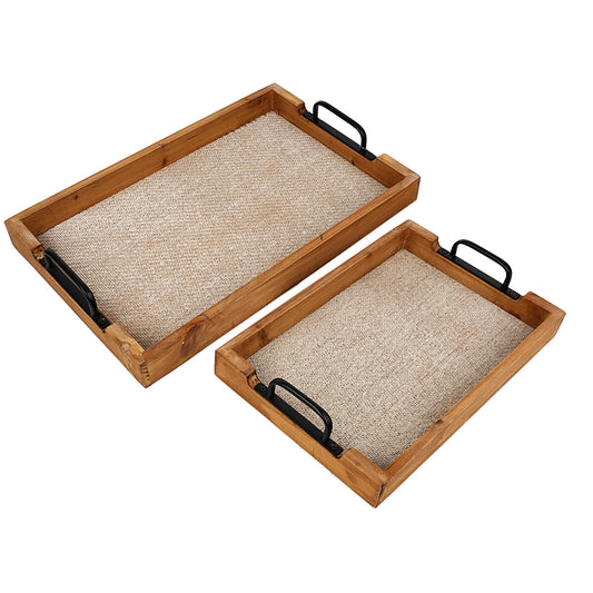 Set of trays Romimex Natural Wood 2 Pieces Romimex