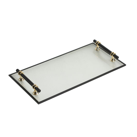 Tray Romimex Transparent Golden Metal Glass 40 x 4 x 20 cm