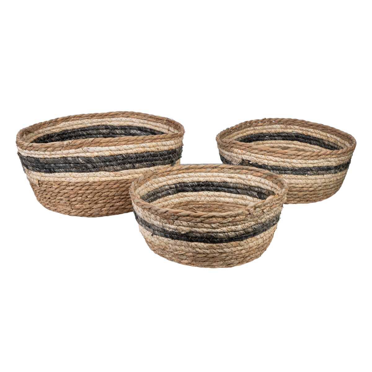 Set of Baskets Romimex 843755 Black Natural Fibre 3 Pieces Romimex