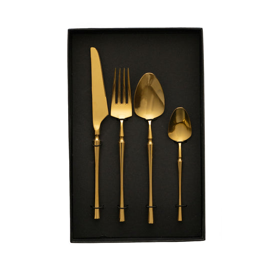 Cutlery set Romimex Golden Metal 25 x 4 x 16 cm 4 Pieces Romimex