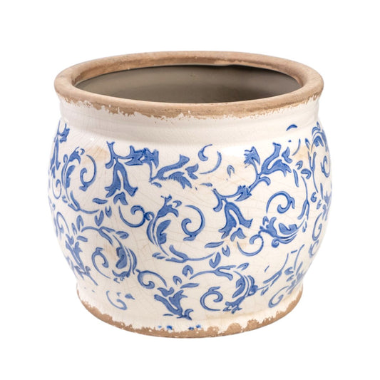 Planter Romimex Blue White Porcelain 25 x 21 x 25 cm Romimex