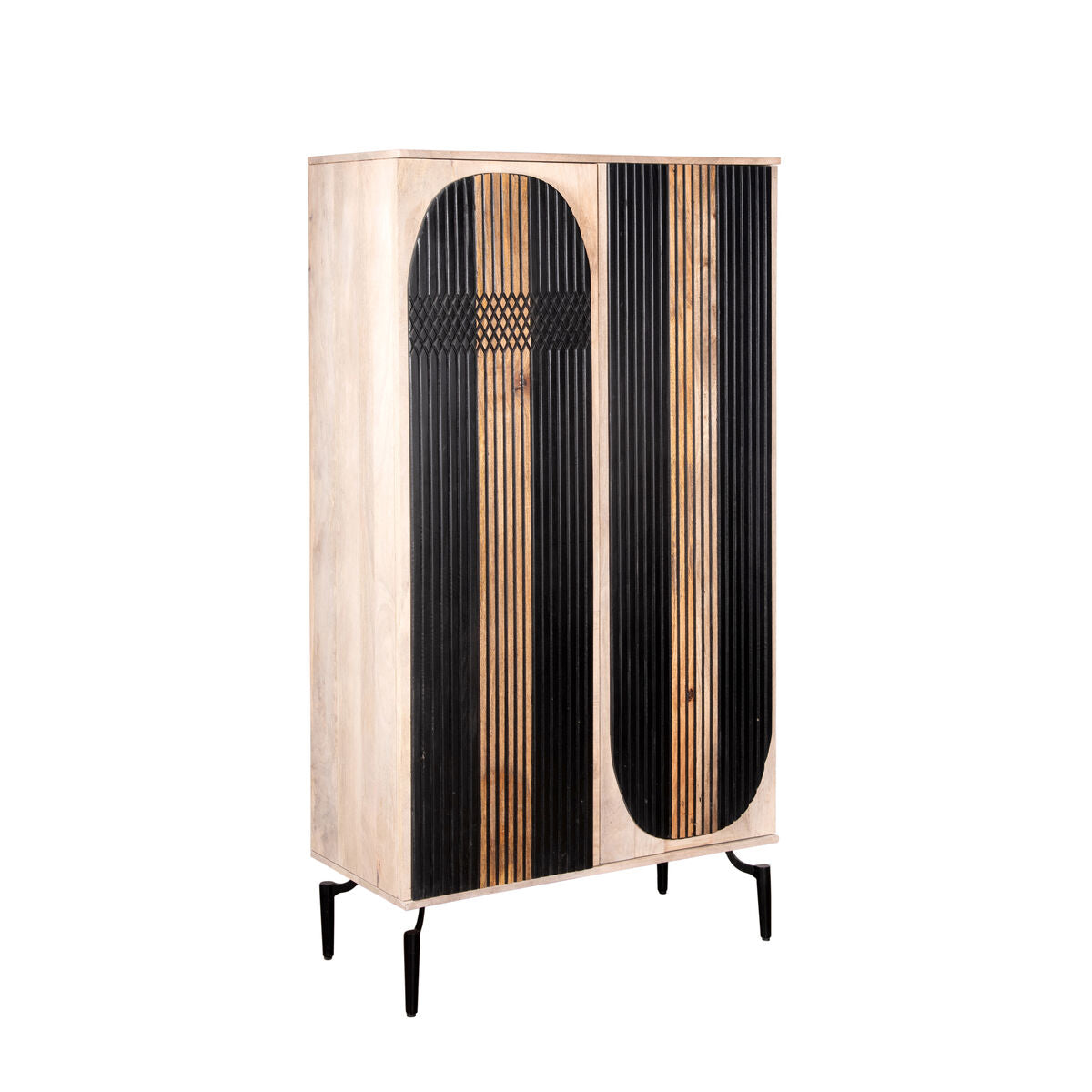 Cupboard Romimex Black Natural Mango wood 45 x 170 x 90 cm Romimex