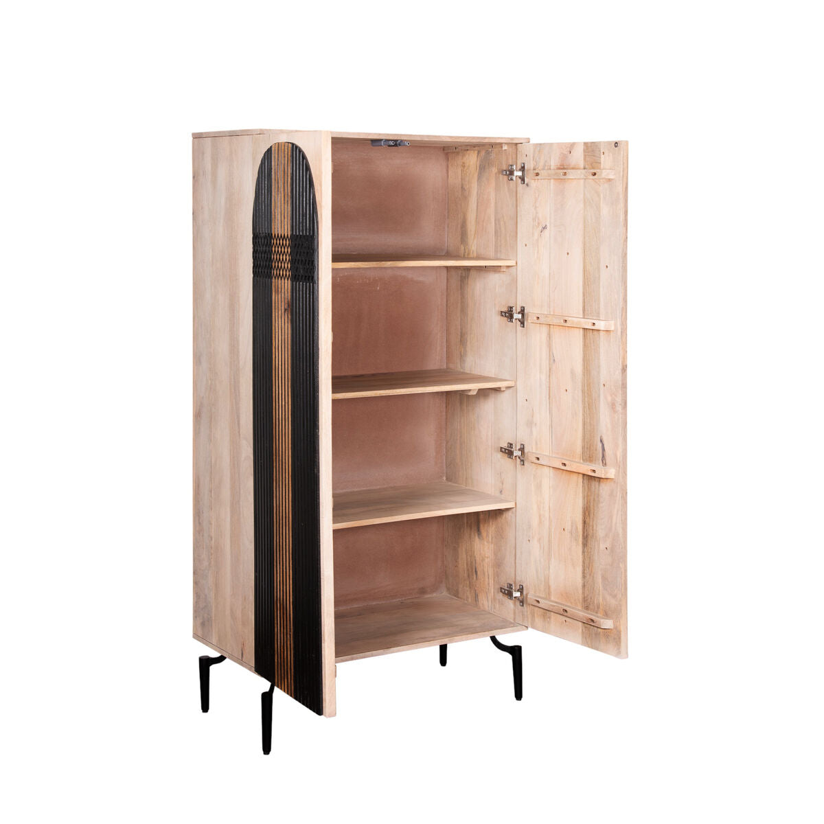 Cupboard Romimex Black Natural Mango wood 45 x 170 x 90 cm Romimex