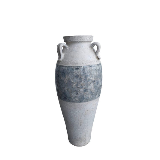 Floor vase Romimex White Grey Terracotta 32 x 80 x 32 cm With handles Romimex