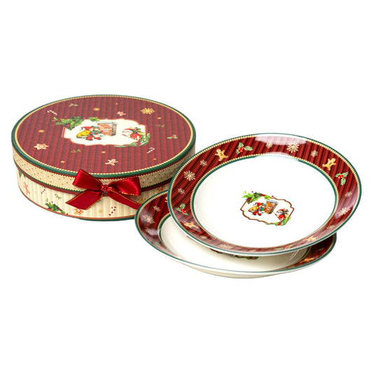 Plate set Romimex Red Ceramic 21 x 2 x 21 cm 2 Units Romimex