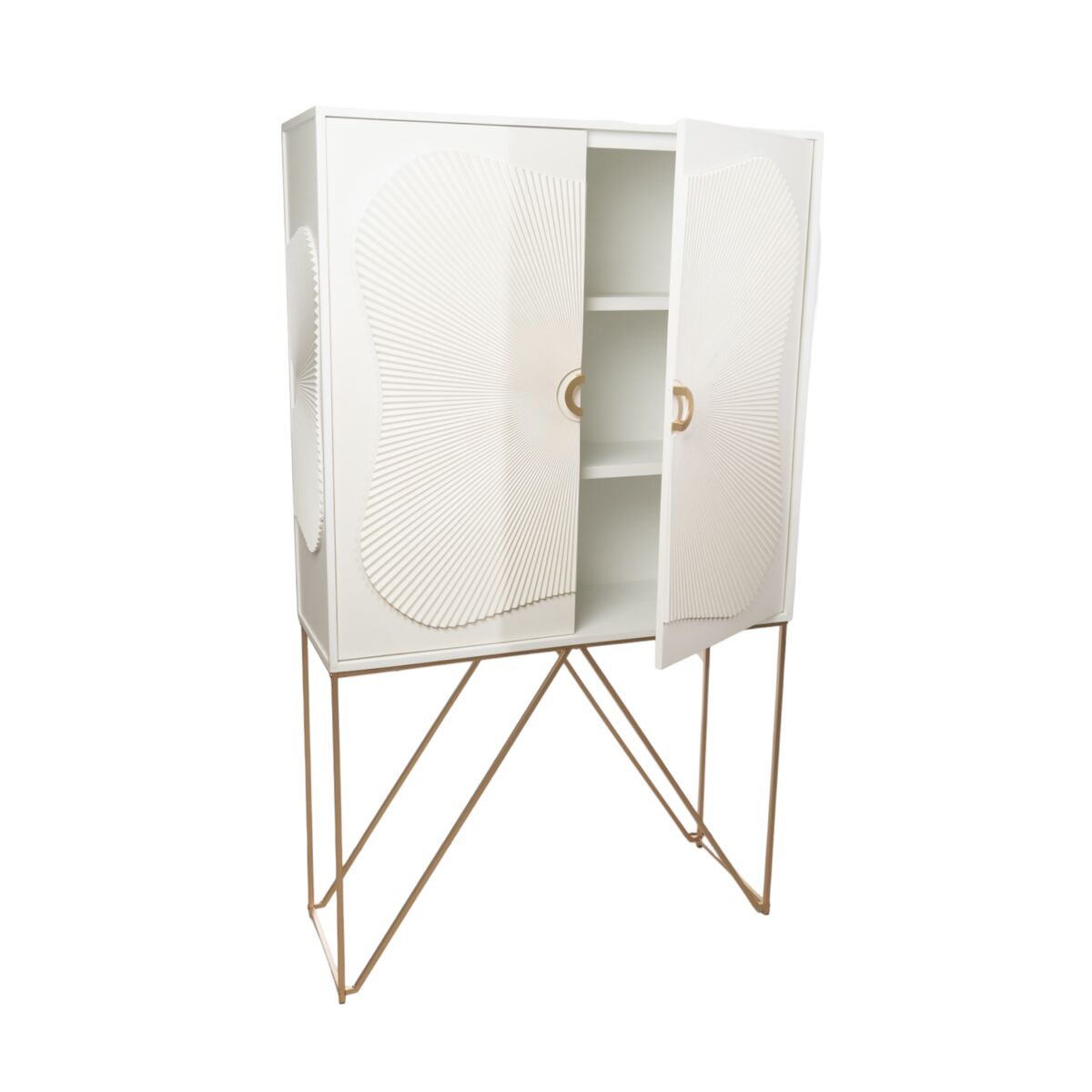 Cupboard Romimex White Golden Metal MDF Wood 100 x 170 x 35 cm Romimex