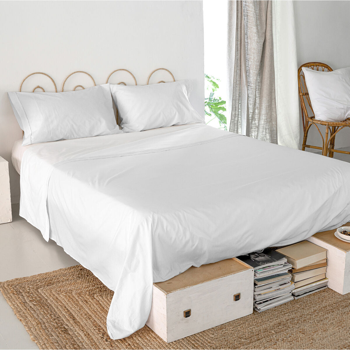 Top sheet HappyFriday Basic White 160 x 270 cm HappyFriday