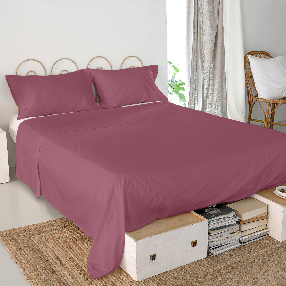 Top sheet HappyFriday Basic Magenta 210 x 270 cm HappyFriday