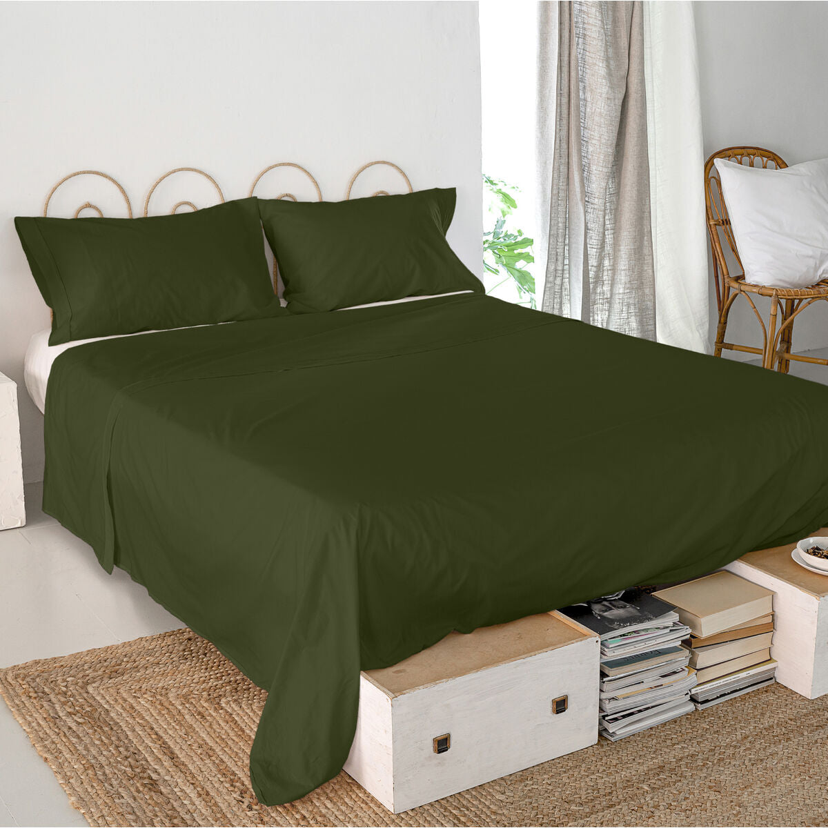 Top sheet HappyFriday Basic Green 260 x 270 cm HappyFriday