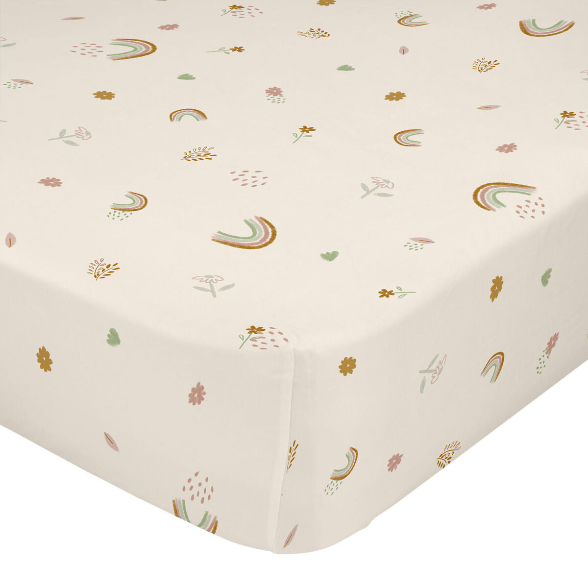 Fitted sheet HappyFriday MINI Beige Multicolour 60 x 120 x 14 cm Rainbow HappyFriday