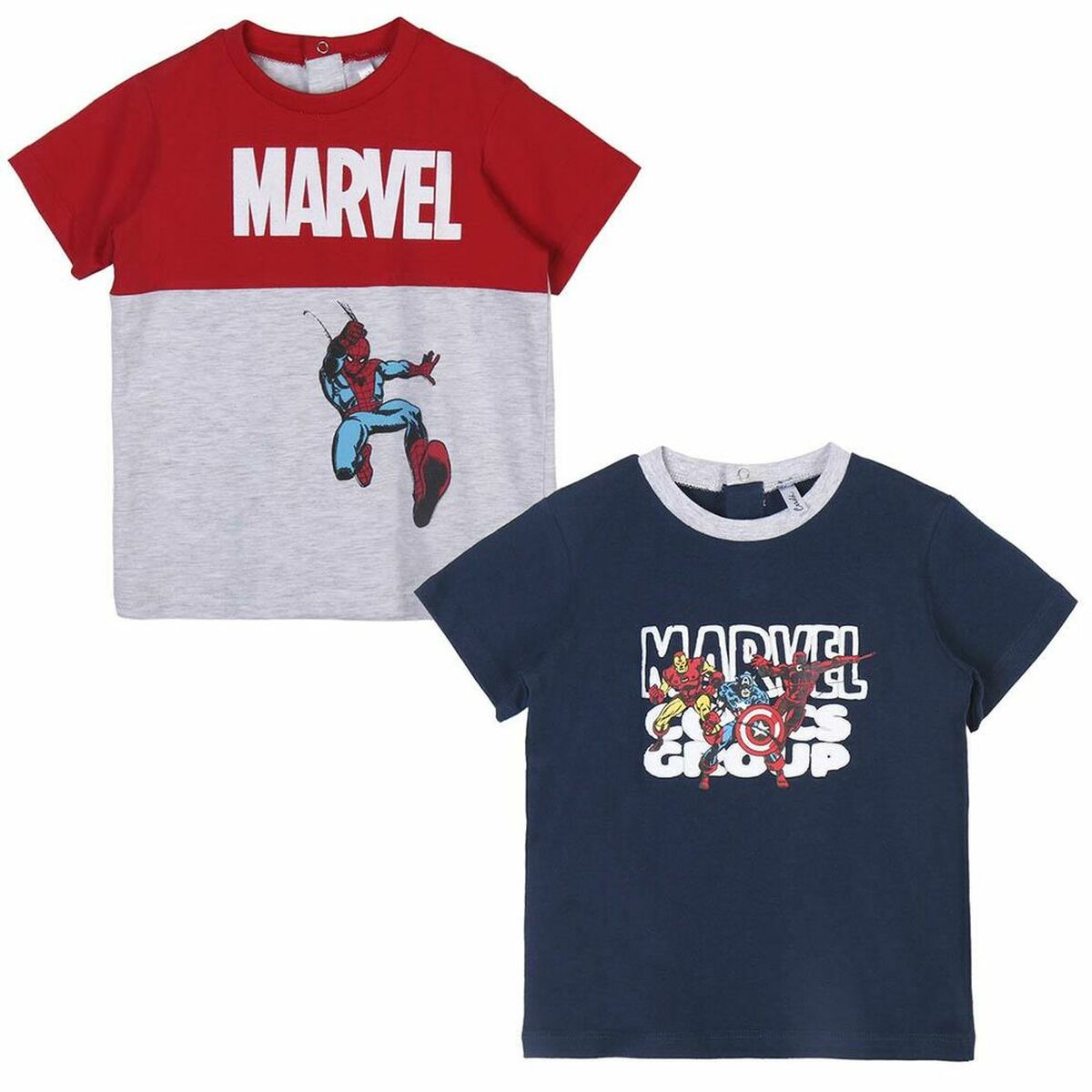 Child's Short Sleeve T-Shirt Marvel Grey 2 Units