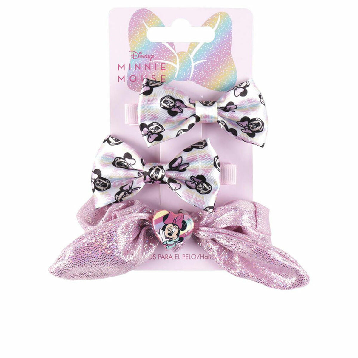 Hair Clips Disney   Pink Minnie Mouse Lasso Set (3 Pieces)