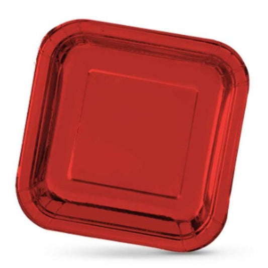 Plate set Algon Squared Cardboard Disposable 23 x 23 x 1,5 cm Red 10Units Algon