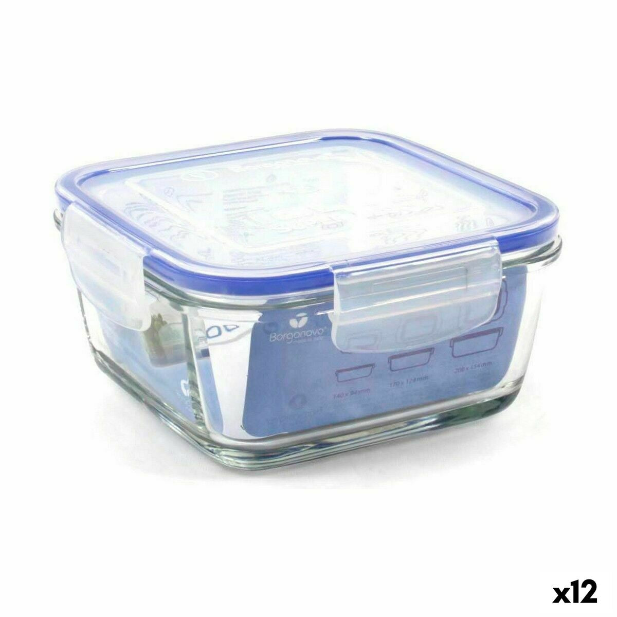 Hermetic Lunch Box Borgonovo Superblock Squared 15 x 15 x 7,5 cm (12 Units)