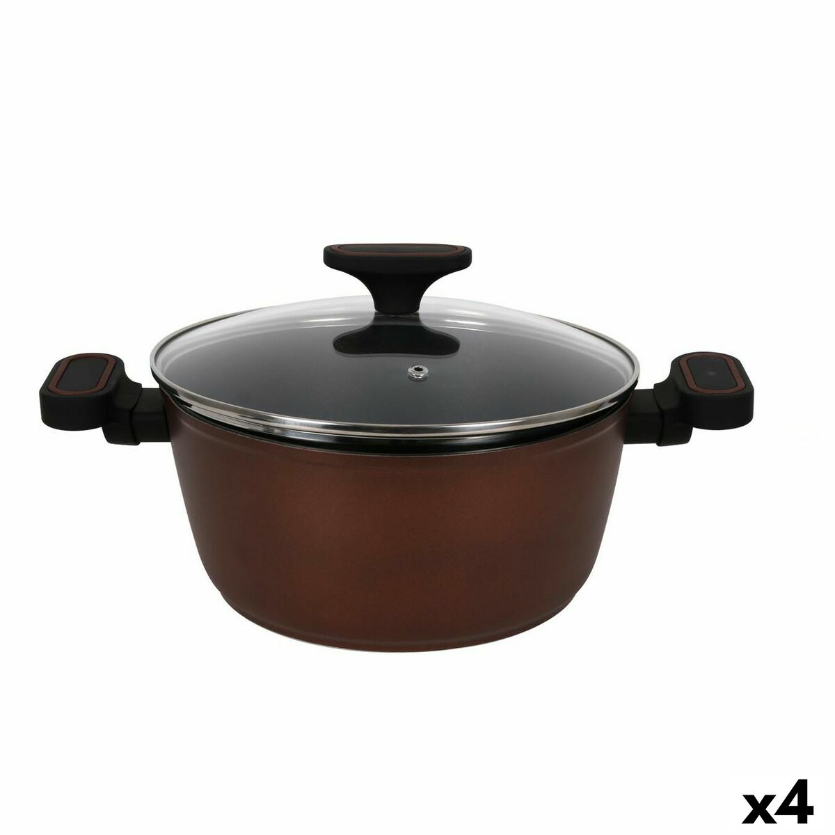 Casserole with glass lid Quttin Sahara Toughened aluminium Brown 34 x 21 x 11 cm (4 Units)