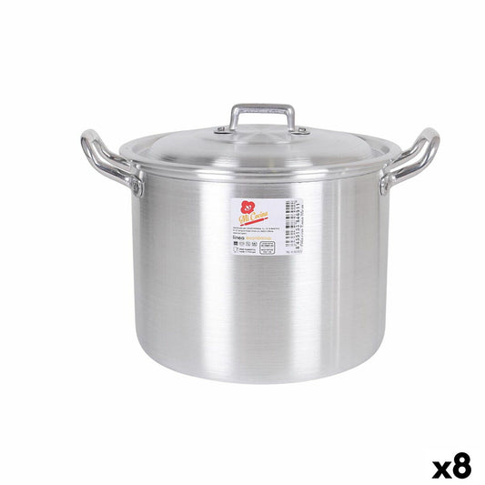 Casserole with Lid Aluminium 27 x 22 x 20 cm (8 Units) BigBuy Cooking