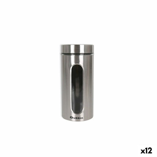 Jar Quttin Transparent Silver Glass Steel 1,5 L 10 x 10 x 22,8 cm (12 Units) Quttin