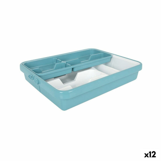 Cutlery Organiser Tontarelli Mixy Turquoise 31,7 x 41,8 x 7,7 cm Extendable (12 Units) Tontarelli