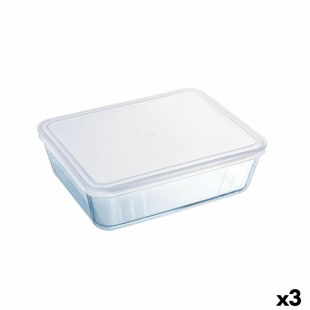 Rectangular Lunchbox with Lid Pyrex Cook&freeze 28 x 23 x 10 cm 4,2 L Transparent Glass Silicone (3 Units)