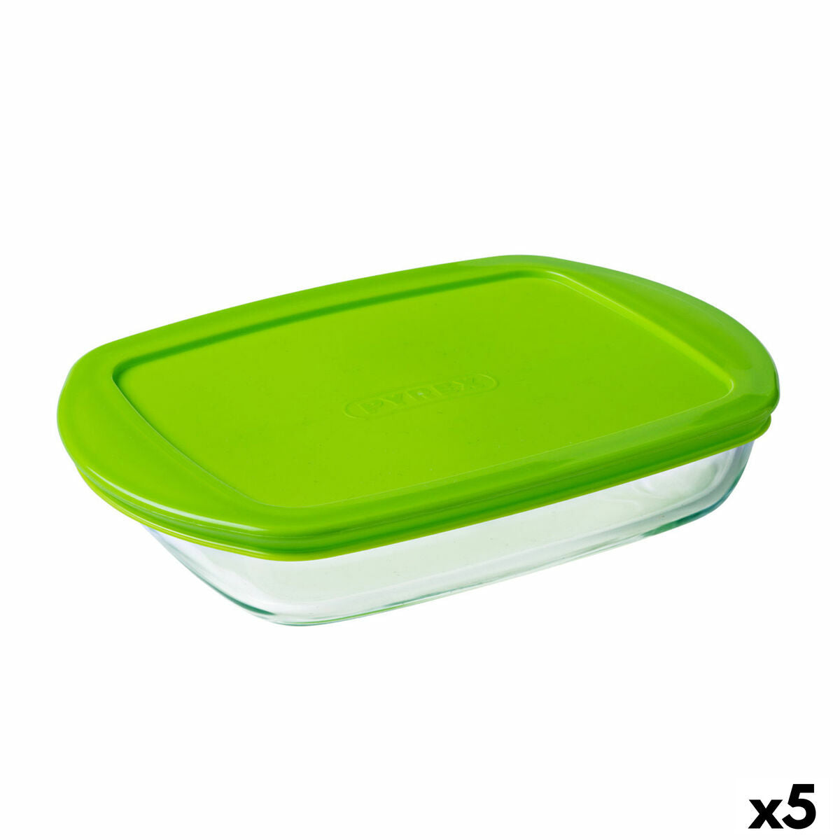 Rectangular Lunchbox with Lid Pyrex Prep&store Px Green 1,6 L 28 x 20 cm Glass (5 Units)