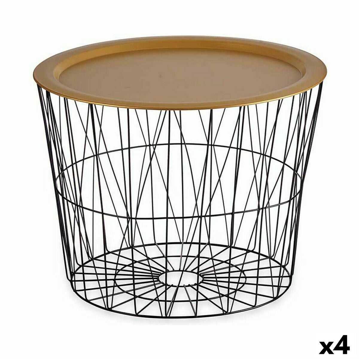 Side table Black Golden Metal 62 x 45,5 x 62 cm (4 Units)