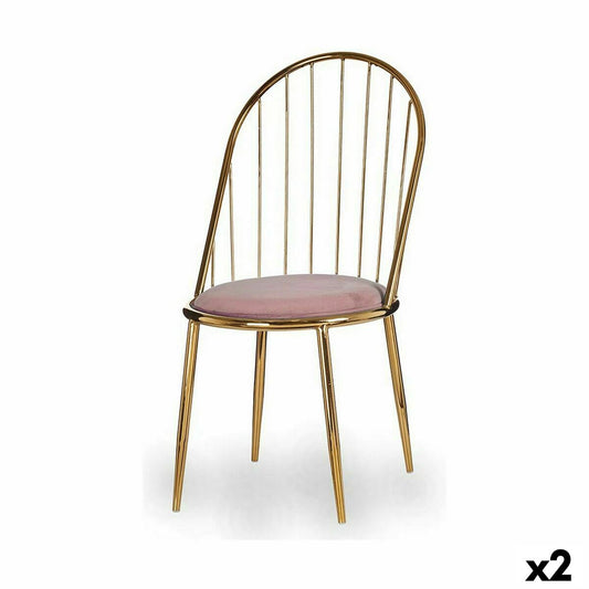 Chair Bars Pink Golden 48 x 95,5 x 48 cm (2 Units) Gift Decor