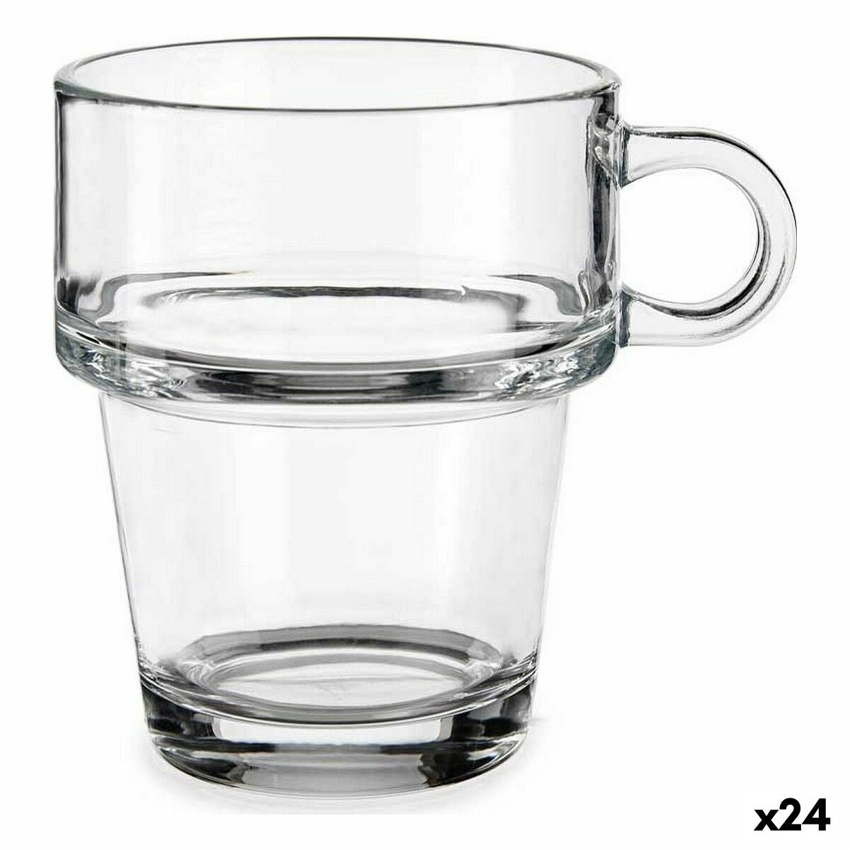 Cup Stackable Transparent Glass 270 ml (24 Units)