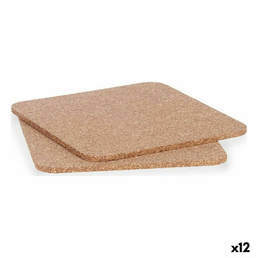 Trivet set Table Mat Natural Cork 18 x 0,5 x 18 cm (12 Units) Kinvara