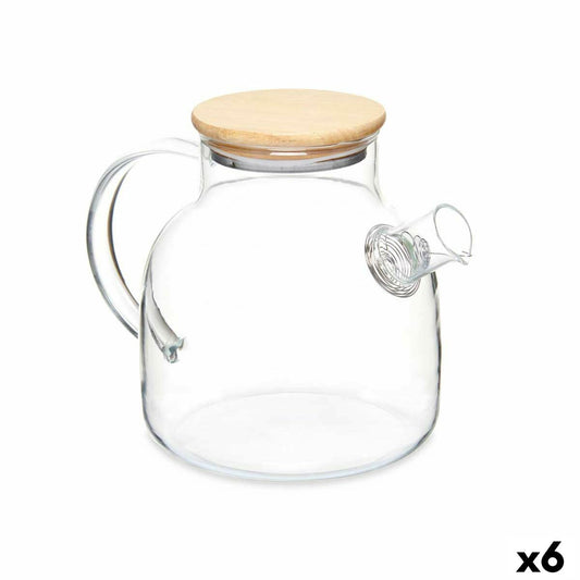 Mug with Infusion Filter Bamboo Borosilicate Glass 1,2 L 22 x 16 x 14 cm (6 Units)