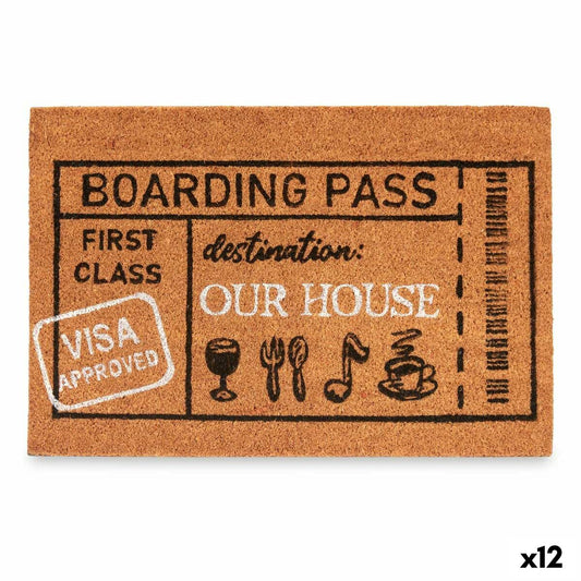 Doormat Boarding Pass Natural 60 x 1 x 40 cm (12 Units)