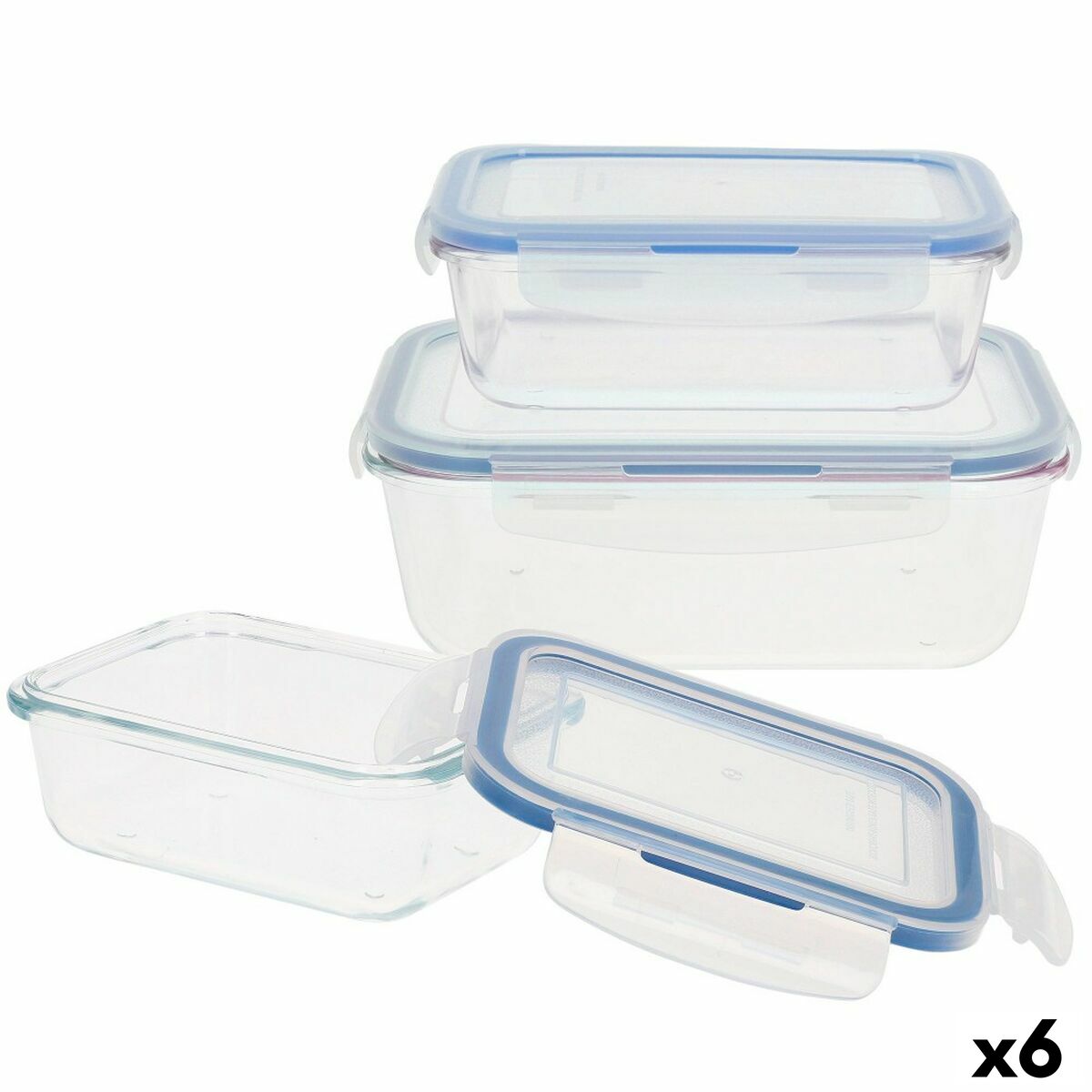 Set of Stackable Hermetically-sealed Kitchen Containers Max Home 6 Units 23 x 7,5 x 17,5 cm Max Home