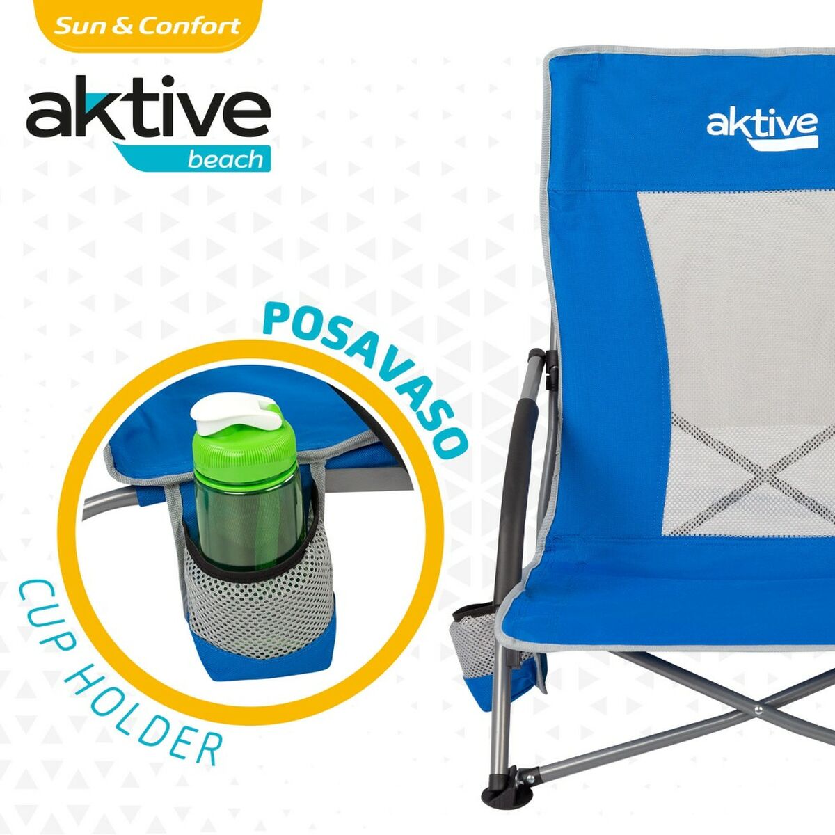 Beach Chair Aktive Blue 50 x 67 x 51 cm (4 Units) Aktive