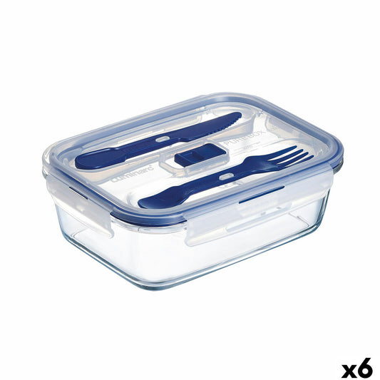 Hermetic Lunch Box Luminarc Pure Box Active Bicoloured Glass 1,22 L 16 cm (6 Units)